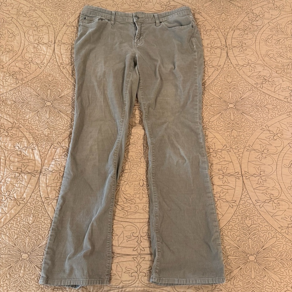 Gray Corduroy Pants | Casual Straight-Leg Style | Size 12